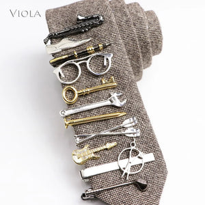 Copper Stainless Metal Clip Glasses Pen Key Guitar Tie Bar Necktie Holder Gift