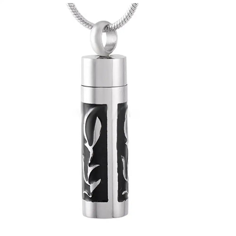 Men's Cylinder Pendant Cremation Urn Necklace Ashes Keepsake Memorial Jewelry