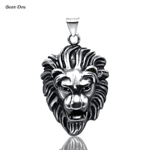 Men's Lion Head Necklace Pendant Titanium Stainless Steel Vintage Jewelry Gift