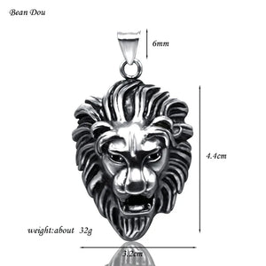 Men's Lion Head Necklace Pendant Titanium Stainless Steel Vintage Jewelry Gift