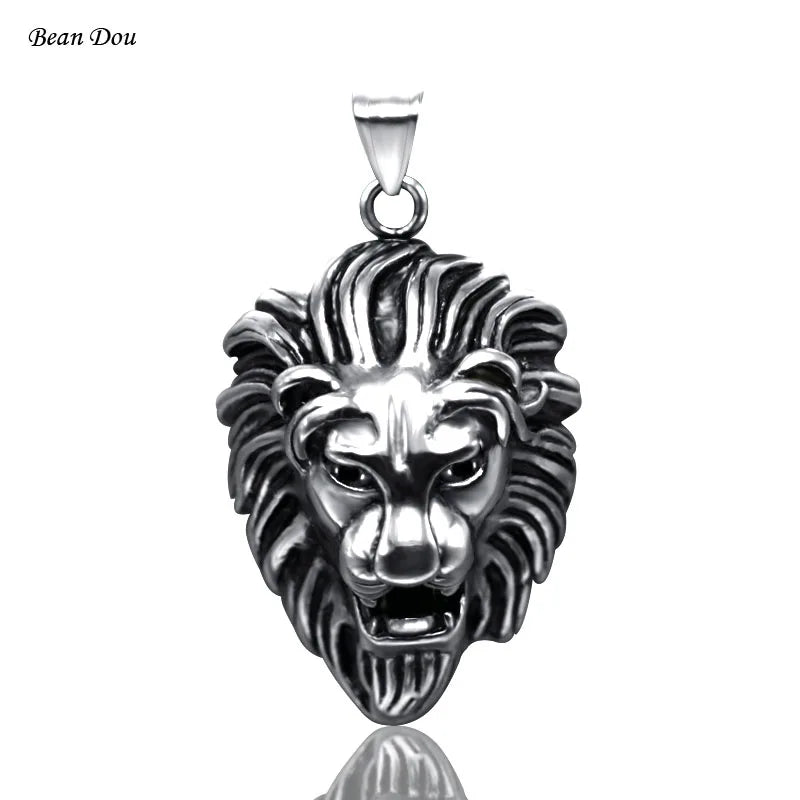Men's Lion Head Necklace Pendant Titanium Stainless Steel Vintage Jewelry Gift