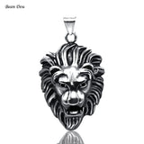 Men's Lion Head Necklace Pendant Titanium Stainless Steel Vintage Jewelry Gift