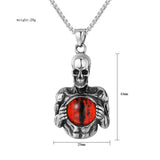 Gothic Skeleton Evil Eye Necklace Pendant Stainless Steel