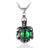 Gothic Skeleton Evil Eye Necklace Pendant Stainless Steel