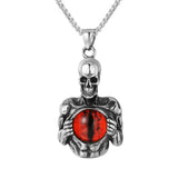 Gothic Skeleton Evil Eye Necklace Pendant Stainless Steel