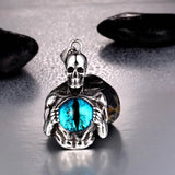 Gothic Skeleton Evil Eye Necklace Pendant Stainless Steel
