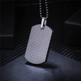 Mens Carbon Fiber Biker Necklace Pendant with Ball Chain