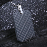 Mens Carbon Fiber Biker Necklace Pendant with Ball Chain