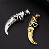 Men's Wolf Tooth Pendant Necklace Stainless Steel Long Chain