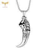Men's Wolf Tooth Pendant Necklace Stainless Steel Long Chain