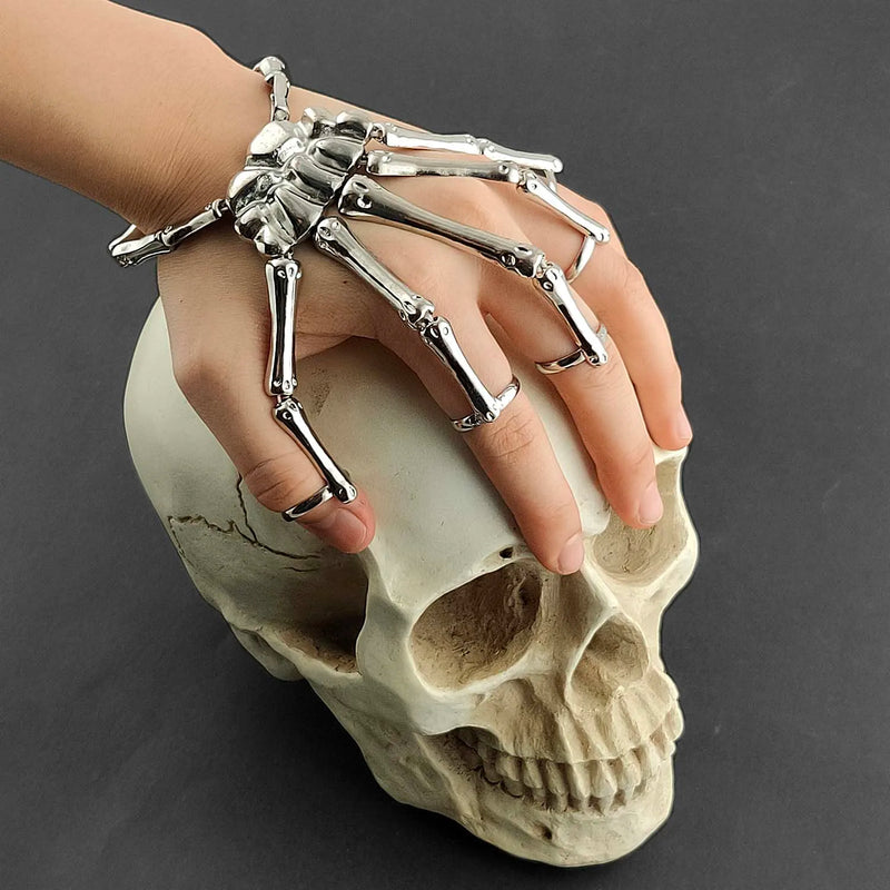 Skull Hand Bracelet Biker Fingerless Bracelet Unisex