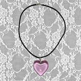 Heart Pendant Punk Rope Chain Necklace for Women Girls