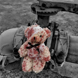 Punk Plush Bear Keychain Halloween Injured Doll Key Ring