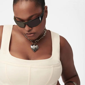Heart Pendant Chunky Chain Necklace Hip-Hop Choker Gift