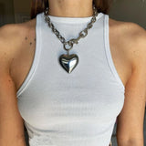 Heart Pendant Chunky Chain Necklace Hip-Hop Choker Gift