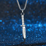 Punk Dagger Necklace for Men Stainless Steel Stiletto Pendant Hip Hop Style