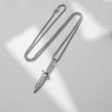 Punk Dagger Necklace for Men Stainless Steel Stiletto Pendant Hip Hop Style