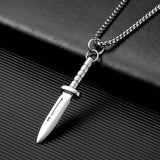 Punk Dagger Necklace for Men Stainless Steel Stiletto Pendant Hip Hop Style