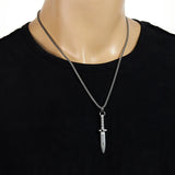 Punk Dagger Necklace for Men Stainless Steel Stiletto Pendant Hip Hop Style