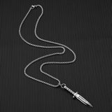 Punk Dagger Necklace for Men Stainless Steel Stiletto Pendant Hip Hop Style