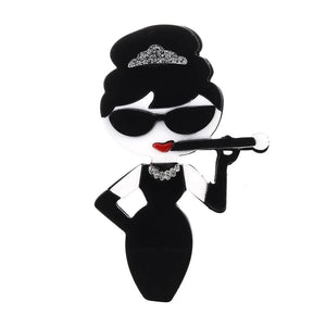 Punk Lady Figure Acrylic Brooches For Women Girls