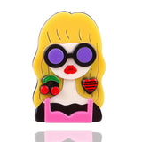 Punk Lady Figure Acrylic Brooches For Women Girls
