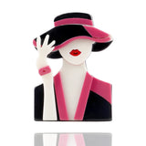 Punk Lady Figure Acrylic Brooches For Women Girls