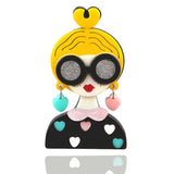 Punk Lady Figure Acrylic Brooches For Women Girls
