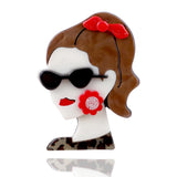 Punk Lady Figure Acrylic Brooches For Women Girls