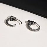 Punk Wolf Head Hoop Earrings for Men, Rock Animal Small Hoops