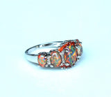 Rainbow Fire Opal Ring with Sterling Silver Band
