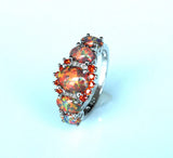 Rainbow Fire Opal Ring with Sterling Silver Band