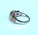 Rainbow Fire Opal Ring with Sterling Silver Band