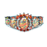 Rainbow Fire Opal Ring with Sterling Silver Band