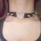 Harajuku Gothic Collar Chokers Steampunk Leather Rivet Goth Heart Choker