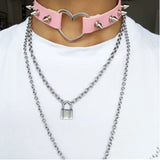 Harajuku Gothic Collar Chokers Steampunk Leather Rivet Goth Heart Choker