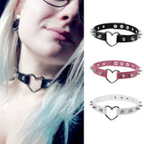 Harajuku Gothic Collar Chokers Steampunk Leather Rivet Goth Heart Choker
