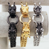 Men's Silver Stainless Steel Double Dragon Bracelet