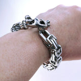 Stainless Steel Byzantine Link Chain Bracelet 10mm Water Resistance