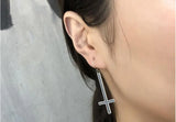 Gothic 925 Silver Cross Pendant Drop Earrings