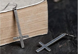Gothic 925 Silver Cross Pendant Drop Earrings