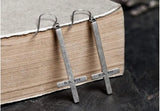 Gothic 925 Silver Cross Pendant Drop Earrings