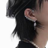 Purple Crystal Tassel Ear-hook Earrings for Women