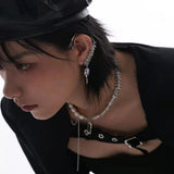 Purple Crystal Tassel Ear-hook Earrings for Women