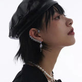 Purple Crystal Tassel Ear-hook Earrings for Women