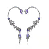 Purple Crystal Tassel Ear-hook Earrings for Women