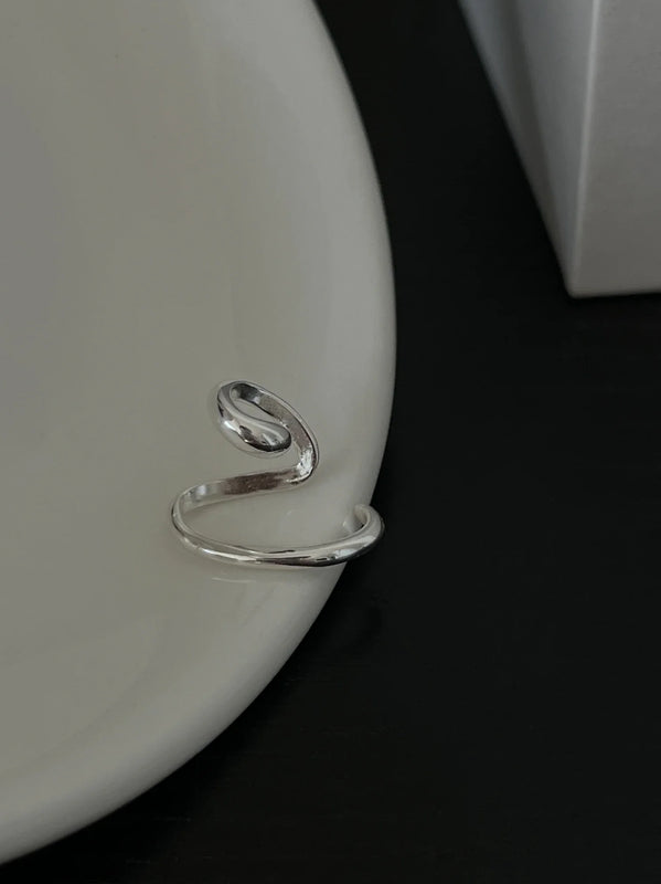 S925 Sterling Silver Ear Clip Wind Irregular Line No Piercing Women's Earrings