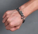 Mens Stainless Steel Biker Dragon Link Chain Bracelet 8.5'' Vintage