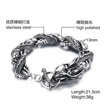 Mens Stainless Steel Biker Dragon Link Chain Bracelet 8.5'' Vintage