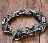 Mens Stainless Steel Biker Dragon Link Chain Bracelet 8.5'' Vintage